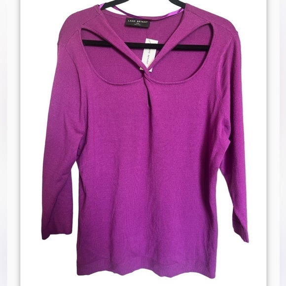 Lane Bryant Fitted 3/4-Sleeve Twist-Front Cutout Sweater - Picture 5 of 10